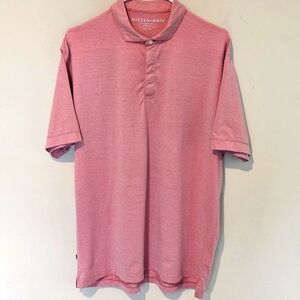 Mizzen + Main Pink Solid Polo Shirt  - Stretch Cotton  - Size Large Classic-Fit